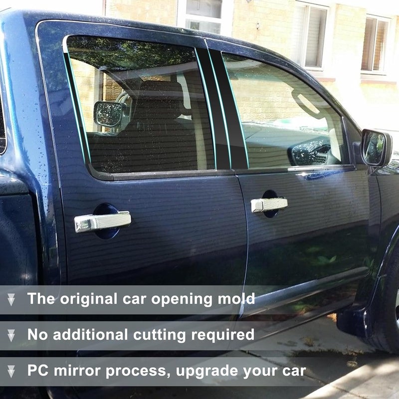 BASIKER Fit for 2004 to 2015 Nissan Titan Pillar Post Trim Kit, Door Window B Pillar Glossy Black Cover, Strong Toughness PC Material, Door Pillar Moldings Stickers Set - Image 2